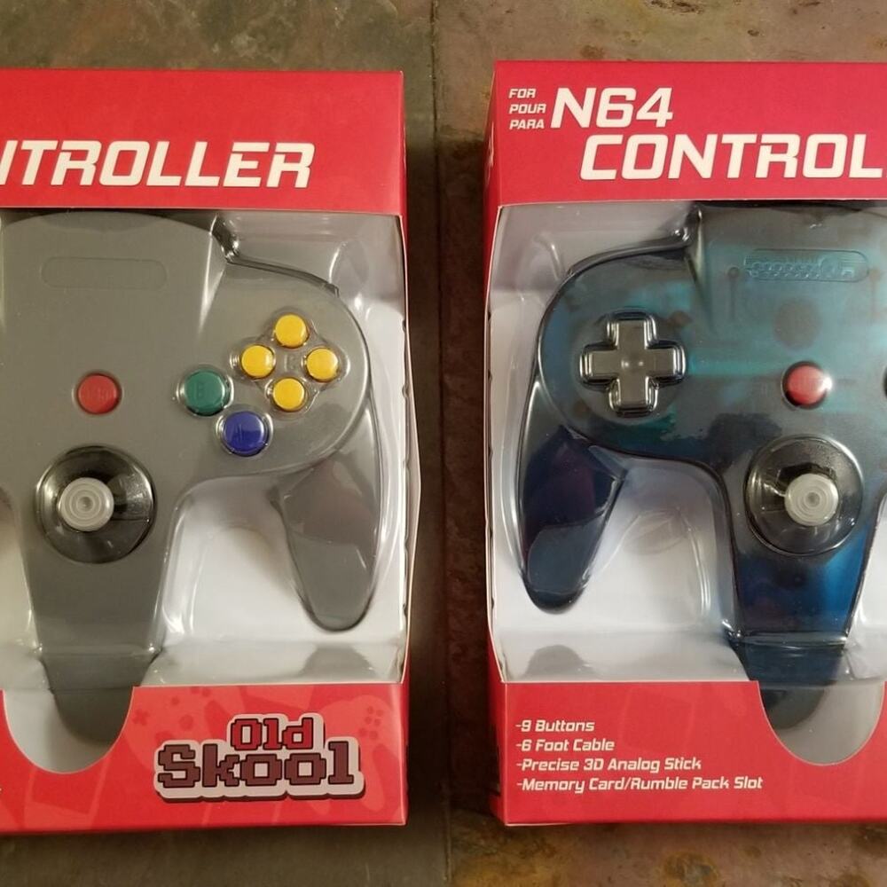 2 N64 Controllers - Grey & Ice Blue (NEW) - Nintendo - Nintendo64 - Old Skool